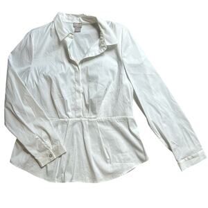 CHICO-  Sz 8 black label blouse- white buttons , casual, capsule wardrobe